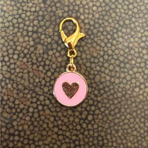 New shoe charm zipper pull bag charm Gold and Pink Heart Charm Keychain